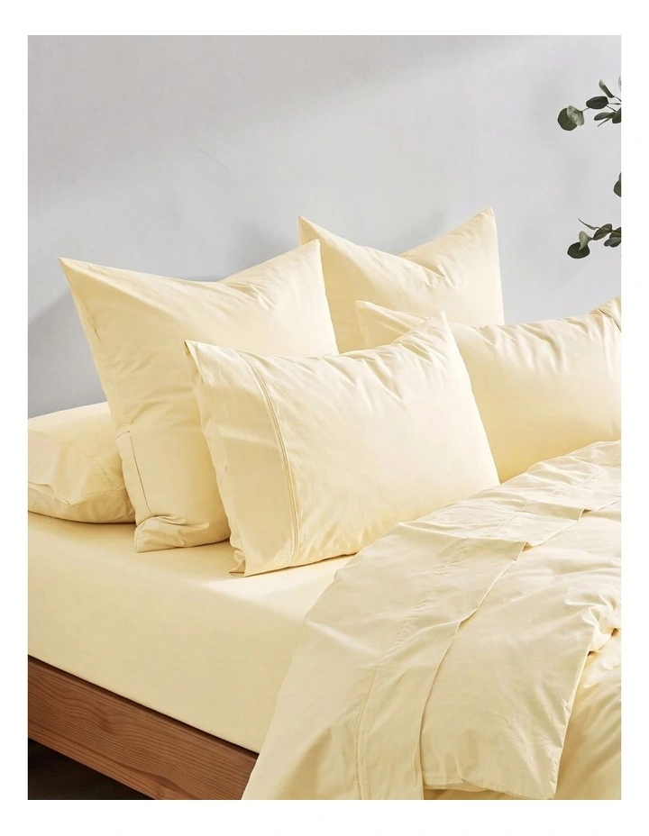 Dreamaker 300TC Cotton Percale Euro Pillowcase Twin Pack in Butter Yellow image 4