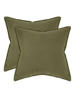 GIOIA CASA Linen-Cotton European Pillowcases in Olive Green 2 Pack