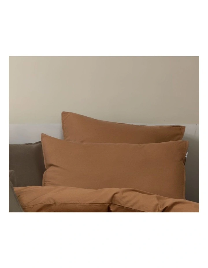 GIOIA CASA Vintage Washed Cotton Standard Pillowcases in Rust 2 Pack image 2