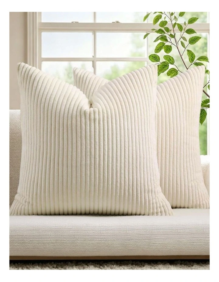 GIOIA CASA Corduroy Velvet European Pillowcases in Cream 2 Pack image 2