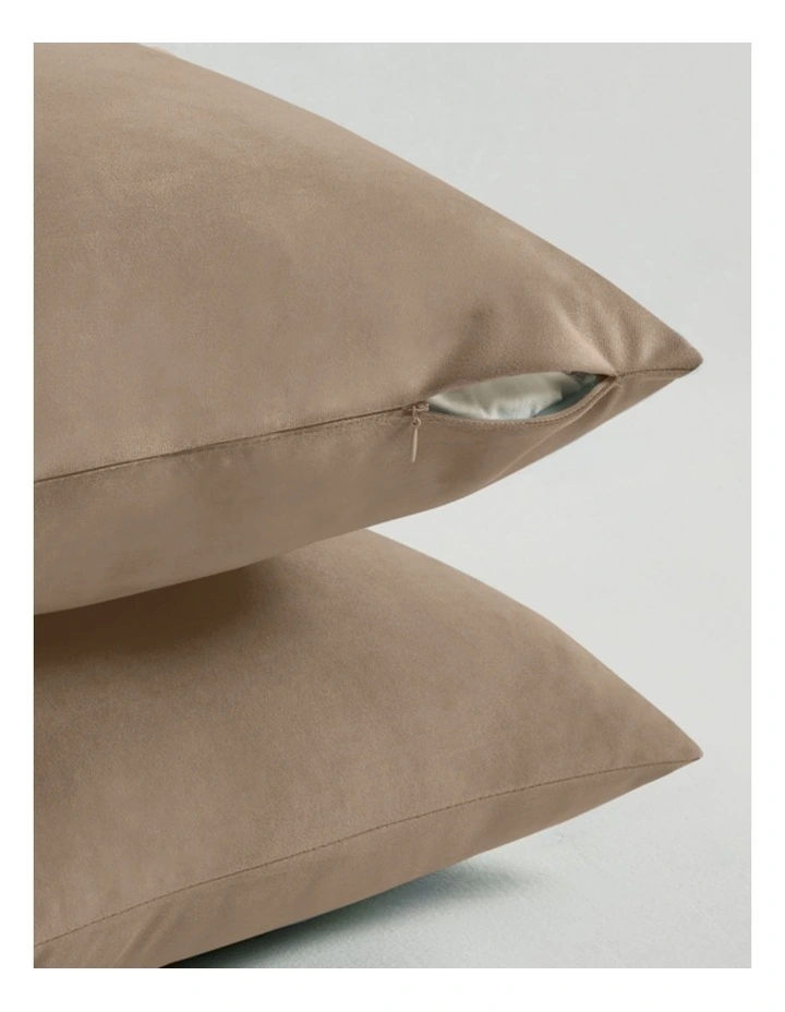 GIOIA CASA Velvet European Pillowcases in Beige 2 Pack image 2