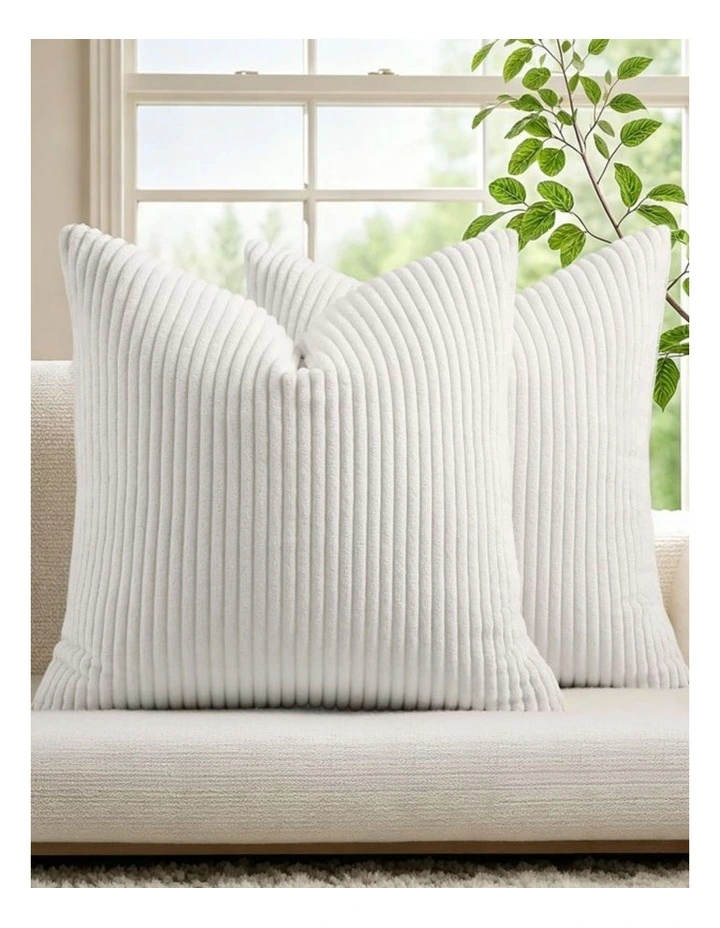 GIOIA CASA Corduroy Velvet European Pillowcases in White 2 Pack image 2