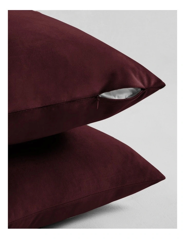 GIOIA CASA Velvet European Pillowcases in Burgundy 2 Pack image 2