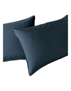 GIOIA CASA Vintage Washed Cotton Standard Pillowcases in Dark Indigo 2 Pack