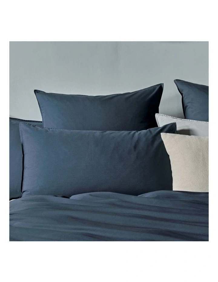 GIOIA CASA Vintage Washed Cotton Standard Pillowcases in Dark Indigo 2 Pack image 2