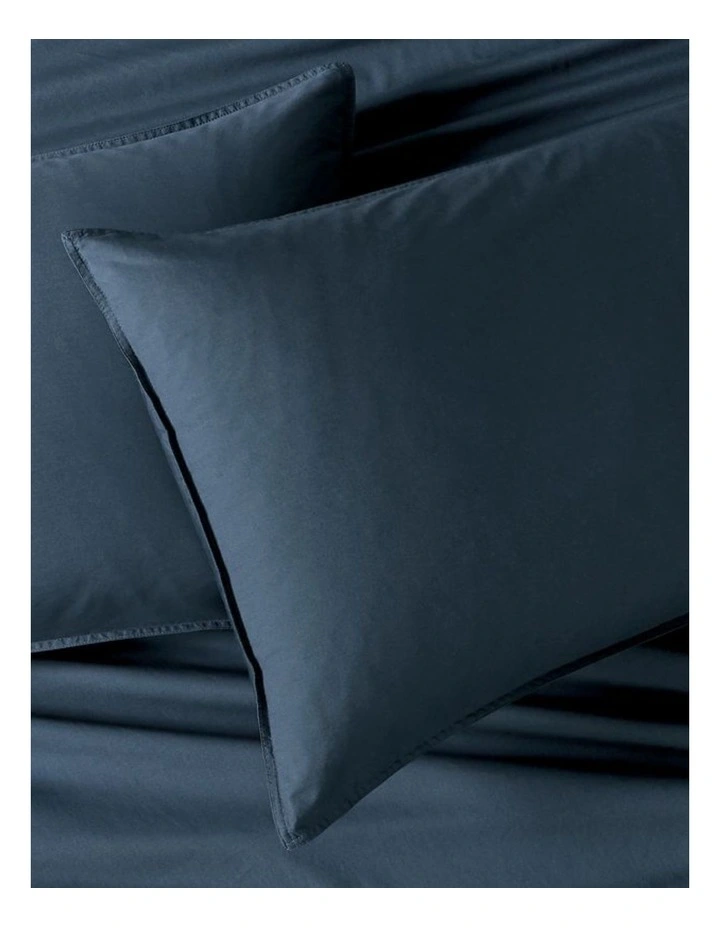 GIOIA CASA Vintage Washed Cotton Standard Pillowcases in Dark Indigo 2 Pack image 3