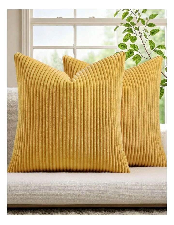 GIOIA CASA Corduroy Velvet European Pillowcases in Mustard 2 Pack image 2
