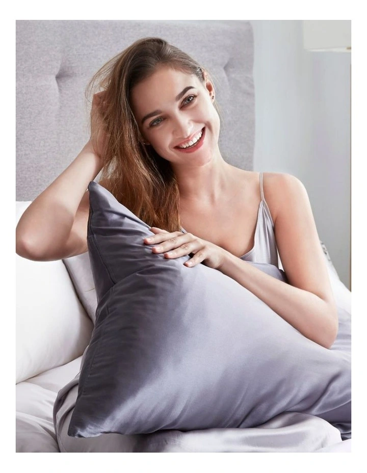GIOIA CASA Mulberry Silk Pillowcases in Charcoal 2 Pack image 5