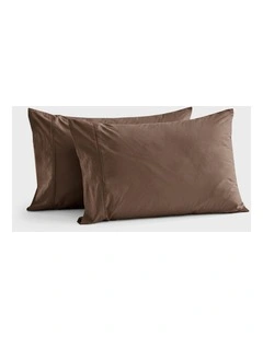 Dreamaker 300TC Cotton Percale Standard Pillowcase Chocolate Twin Pack