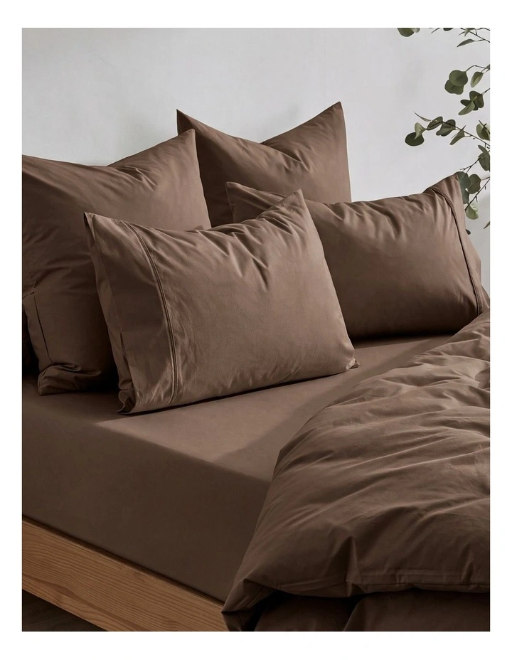 Dreamaker 300TC Cotton Percale Standard Pillowcase Chocolate Twin Pack image 5