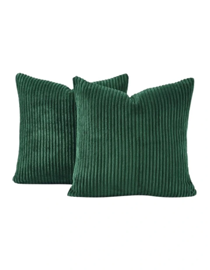 GIOIA CASA Corduroy Velvet European Pillowcases in Forest Green 2 Pack image 1