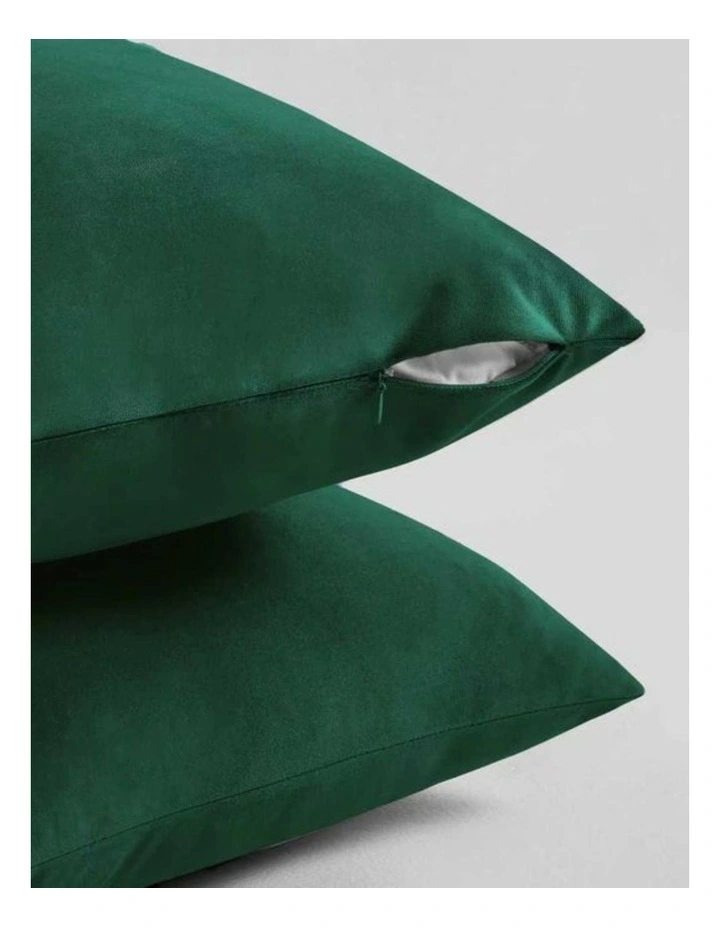 GIOIA CASA Velvet European Pillowcases in Emerald Green 2 Pack image 2