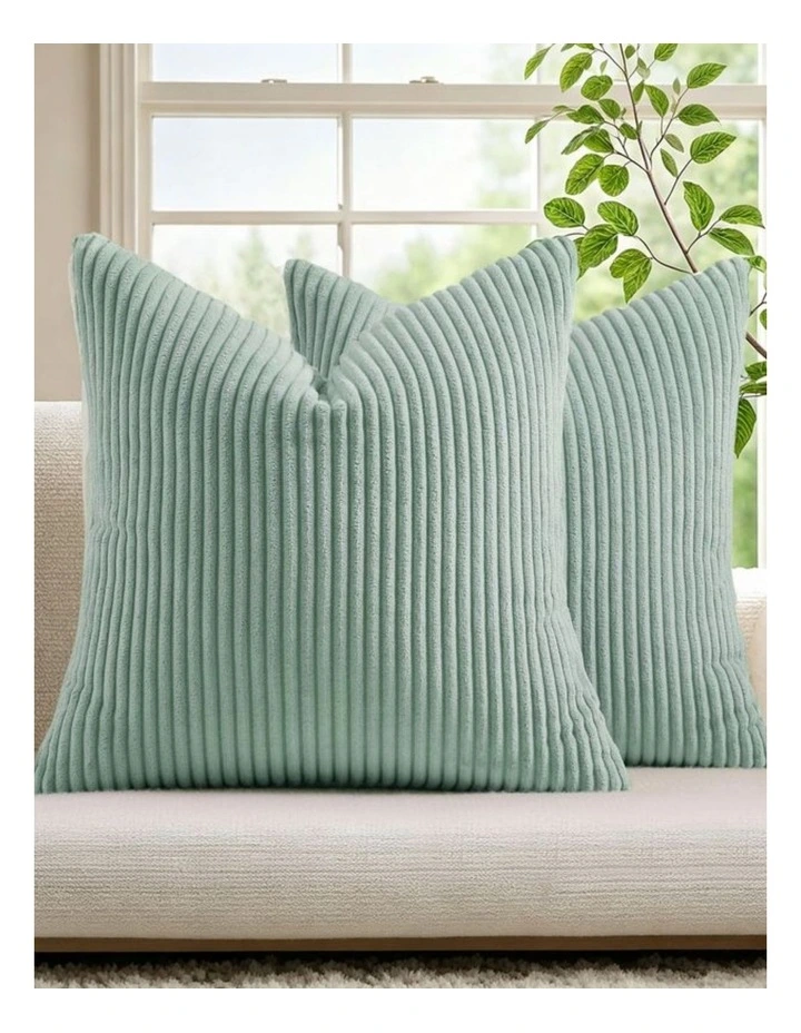 GIOIA CASA Corduroy Velvet European Pillowcases in Seafoam 2 Pack image 2