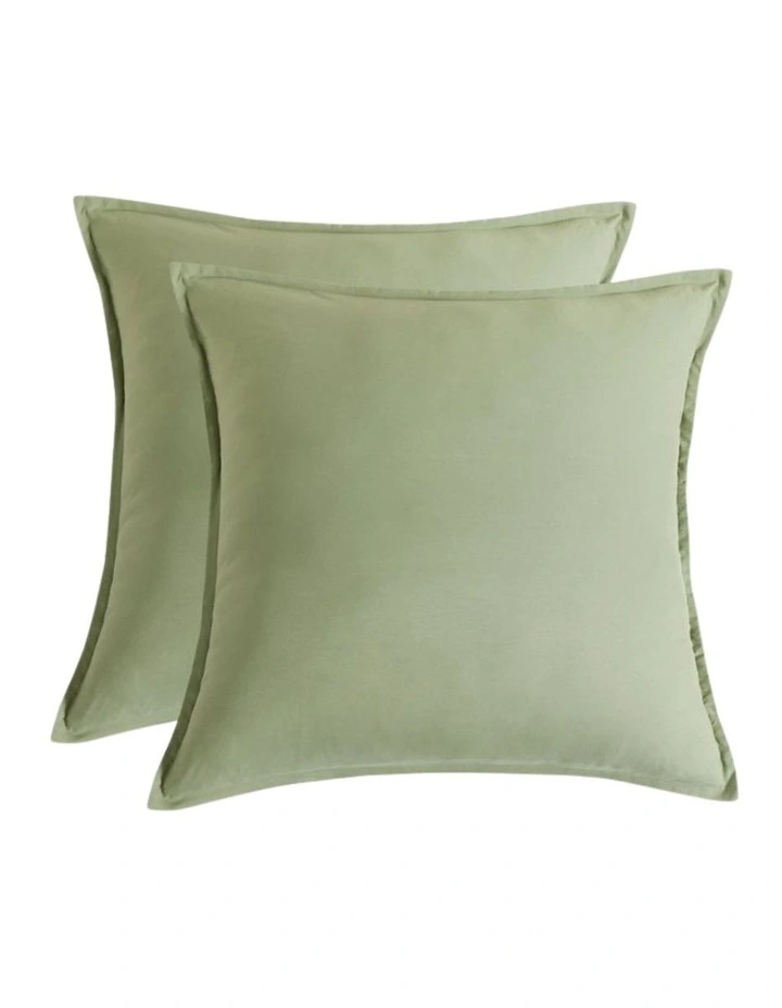 CleverPolly Vintage Washed Microfibre European Pillowcases in Eucalypt 2 Pack image 1