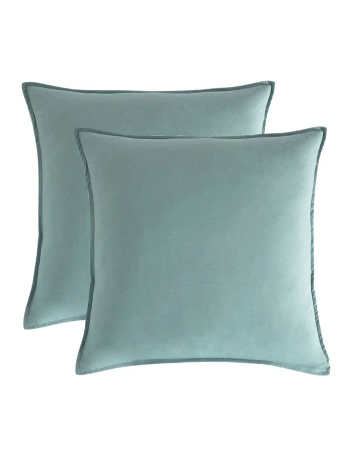 CleverPolly Vintage Washed Microfibre European Pillowcases in Seafoam 2 Pack image 1