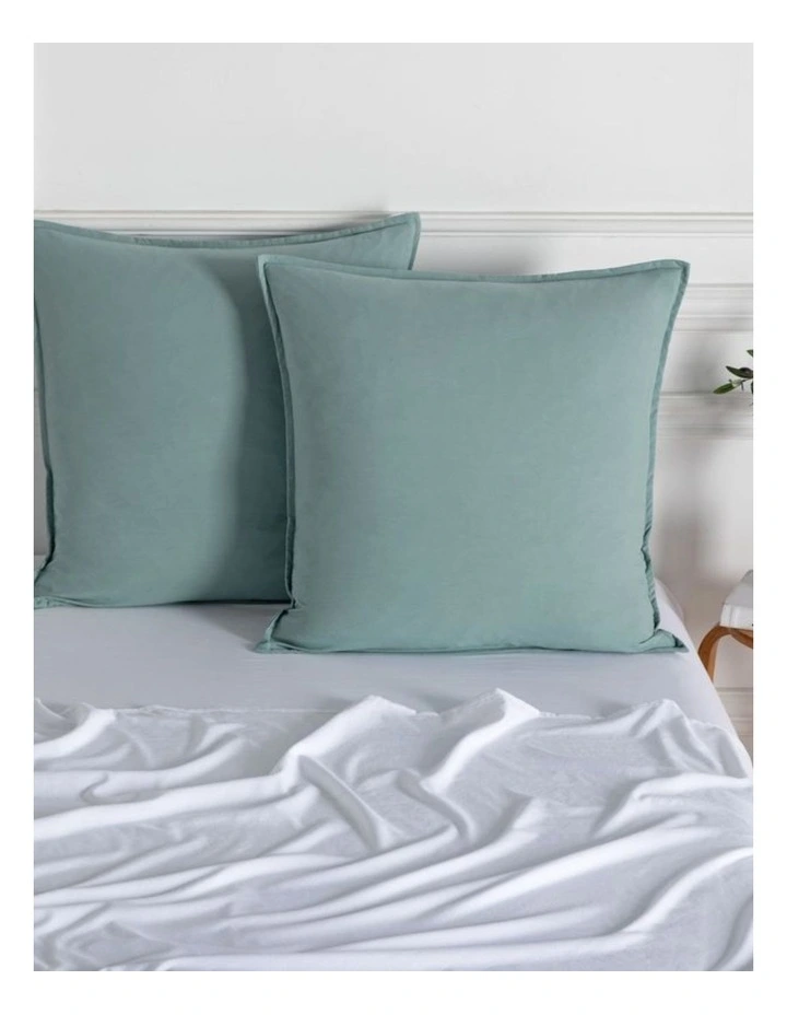 CleverPolly Vintage Washed Microfibre European Pillowcases in Seafoam 2 Pack image 2