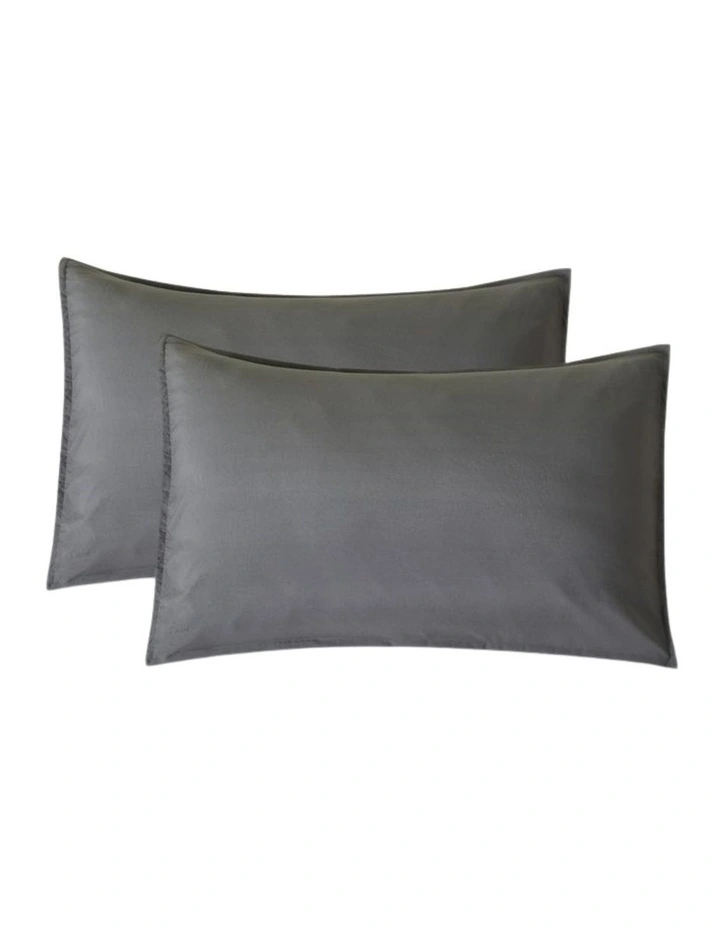 CleverPolly Vintage Washed Microfibre King Pillowcases in Grey 2 Pack image 1