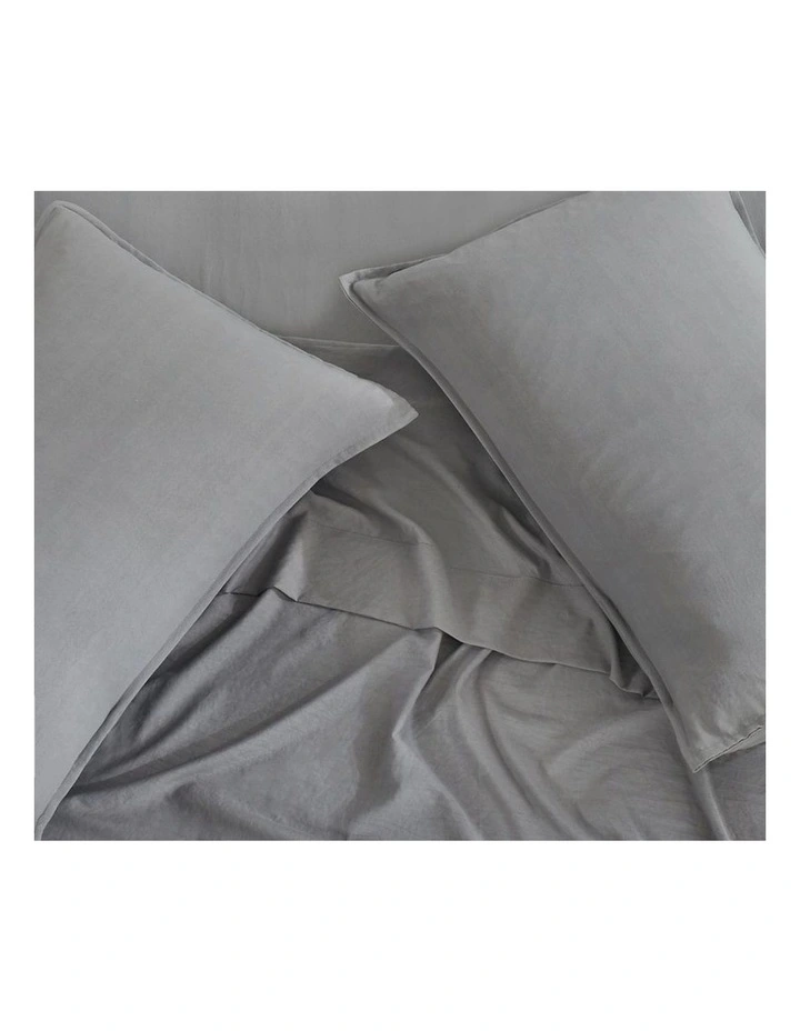 CleverPolly Vintage Washed Microfibre King Pillowcases in Grey 2 Pack image 2