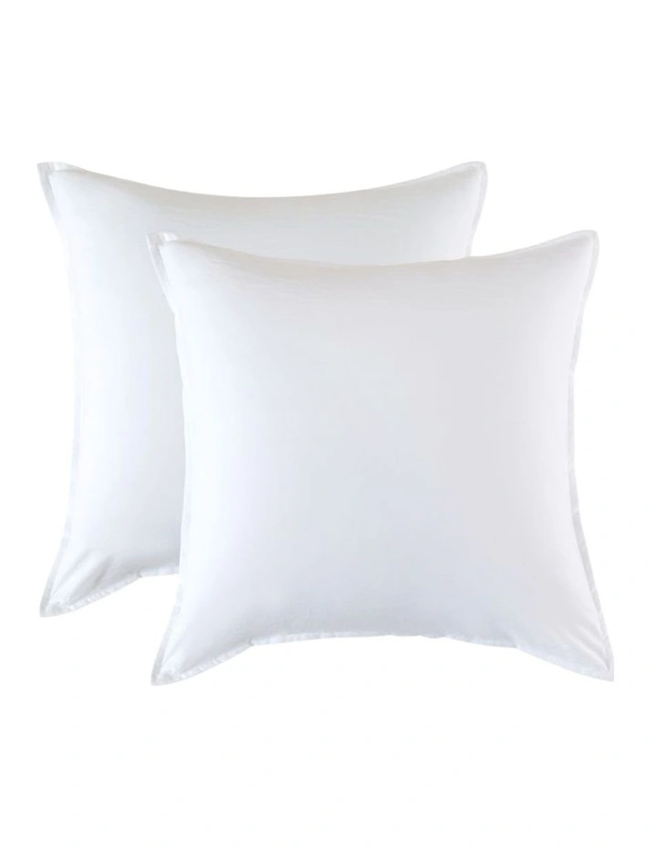 CleverPolly Vintage Washed Microfibre European Pillowcases in White 2 Pack image 1