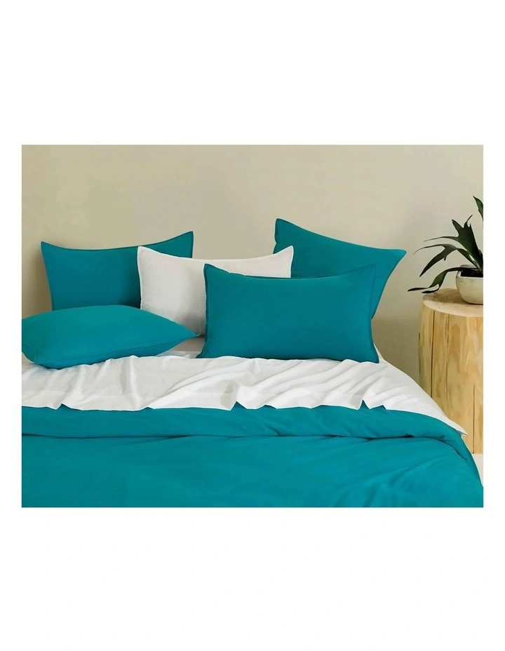 CleverPolly Vintage Washed Microfibre Standard Pillowcases in Teal 2 Pack image 2
