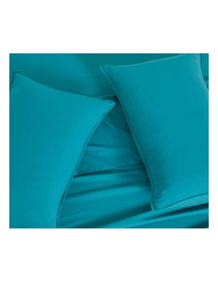CleverPolly Vintage Washed Microfibre Standard Pillowcases in Teal 2 Pack image 3