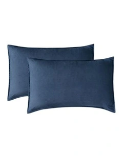 CleverPolly Vintage Washed Microfibre Standard Pillowcases in Navy Blue 2 Pack