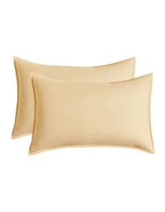 CleverPolly Vintage Washed Microfibre King Pillowcases in Butter 2 Pack