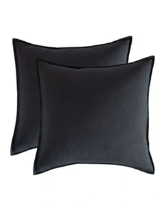 CleverPolly Vintage Washed Microfibre European Pillowcases in Black 2 Pack