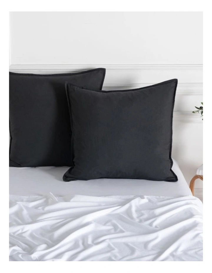 CleverPolly Vintage Washed Microfibre European Pillowcases in Black 2 Pack image 2
