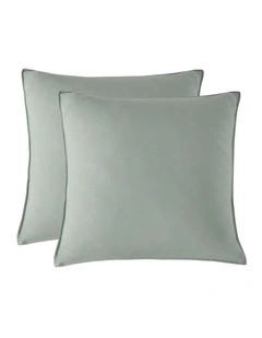 CleverPolly Vintage Washed Microfibre European Pillowcases in Sage 2 Pack