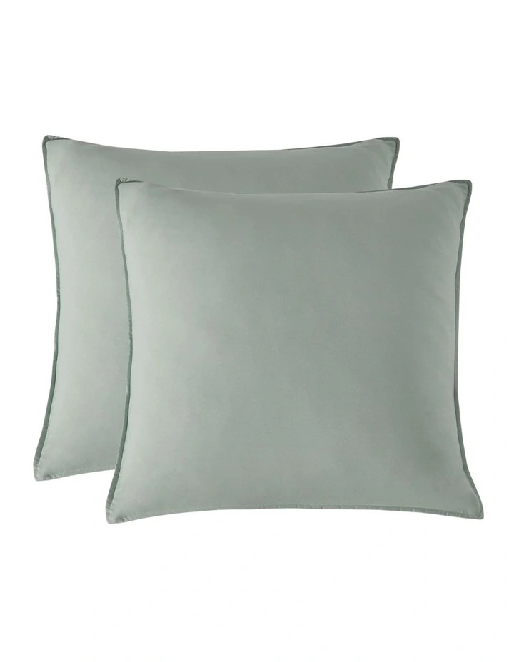 CleverPolly Vintage Washed Microfibre European Pillowcases in Sage 2 Pack image 1