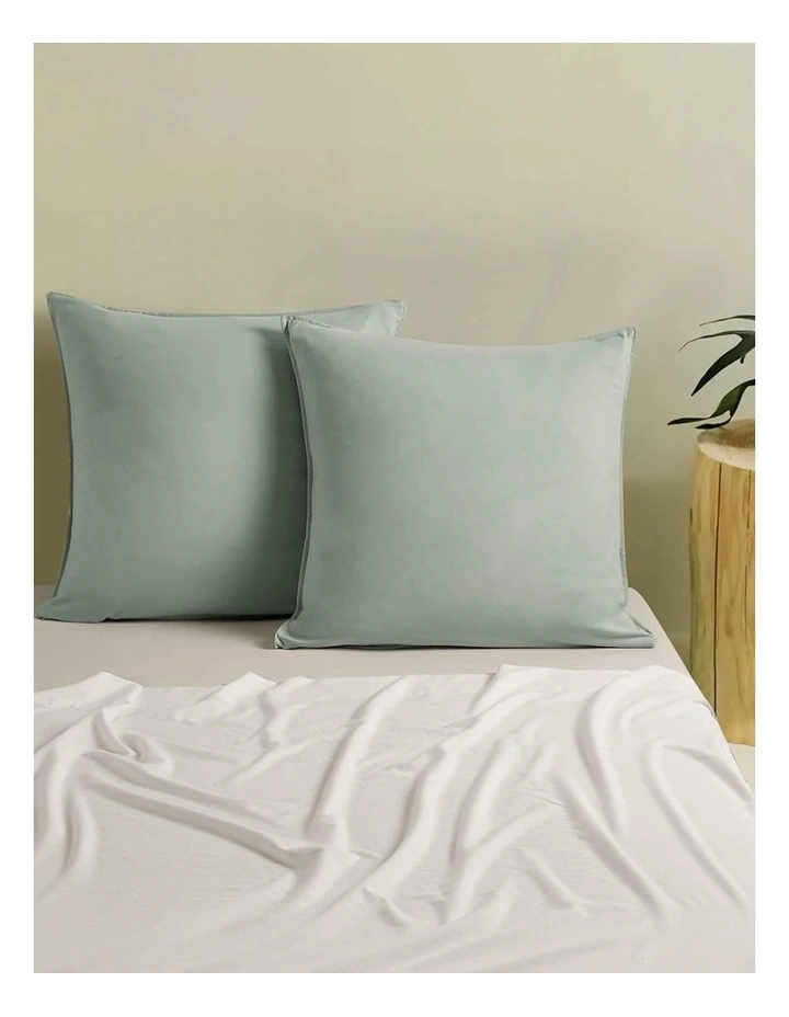 CleverPolly Vintage Washed Microfibre European Pillowcases in Sage 2 Pack image 2