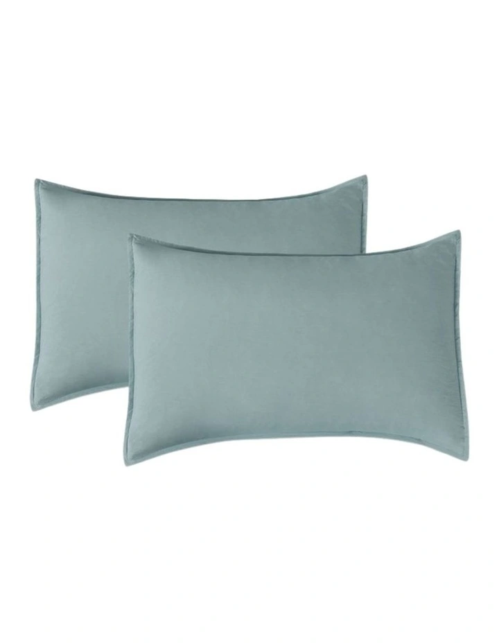 CleverPolly Vintage Washed Microfibre King Pillowcases in Seafoam 2 Pack image 1
