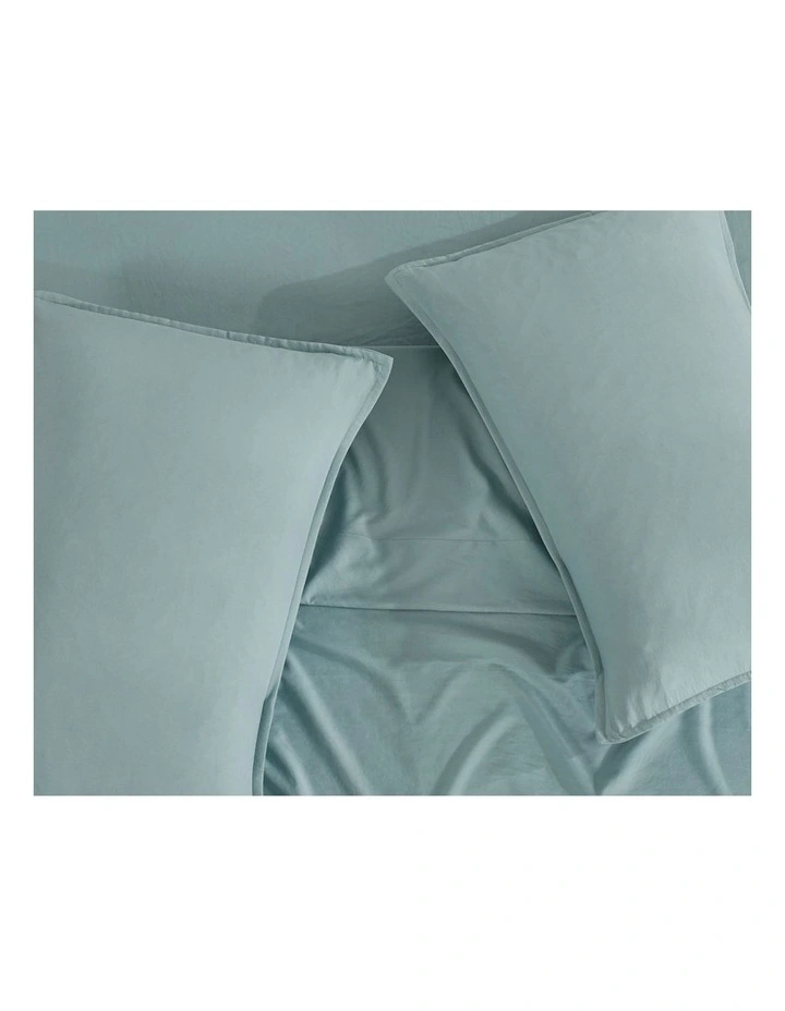 CleverPolly Vintage Washed Microfibre King Pillowcases in Seafoam 2 Pack image 2
