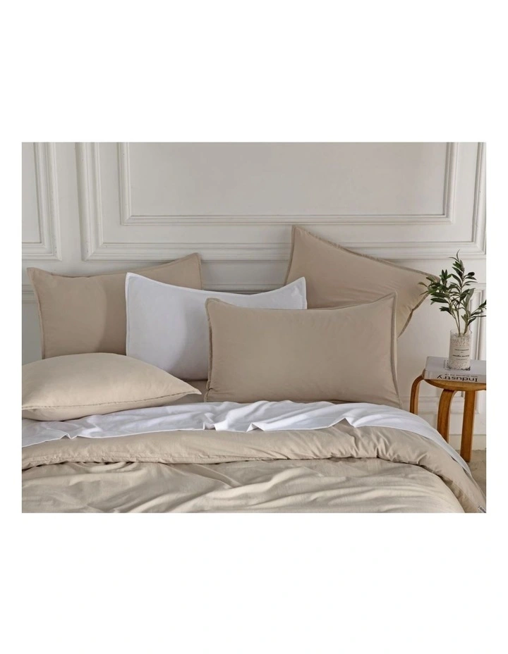 CleverPolly Vintage Washed Microfibre Standard Pillowcases in Linen 2 Pack image 2