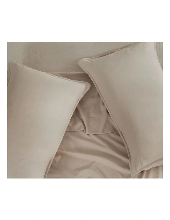 CleverPolly Vintage Washed Microfibre Standard Pillowcases in Linen 2 Pack image 3