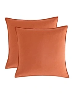 CleverPolly Vintage Washed Microfibre European Pillowcases in Terracotta 2 Pack