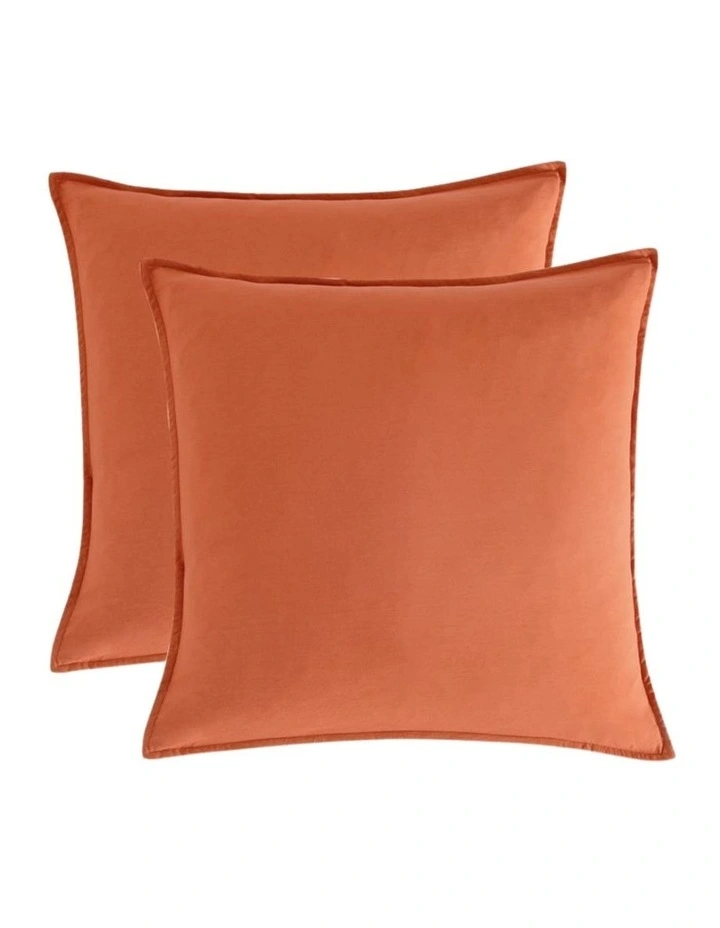 CleverPolly Vintage Washed Microfibre European Pillowcases in Terracotta 2 Pack image 1