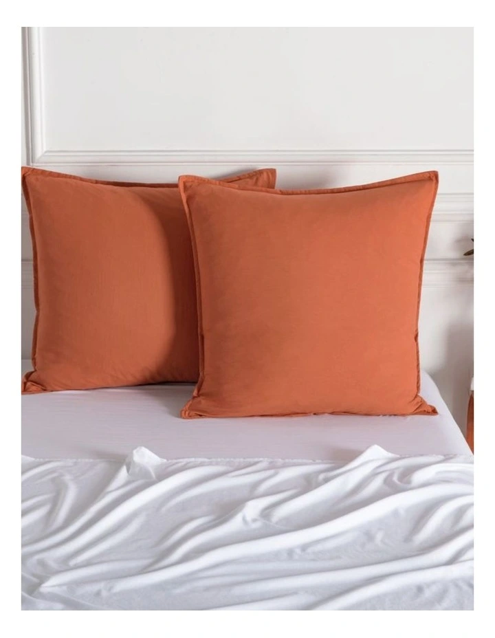 CleverPolly Vintage Washed Microfibre European Pillowcases in Terracotta 2 Pack image 2