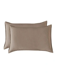 CleverPolly Vintage Washed Microfibre Standard Pillowcases in Truffle 2 Pack