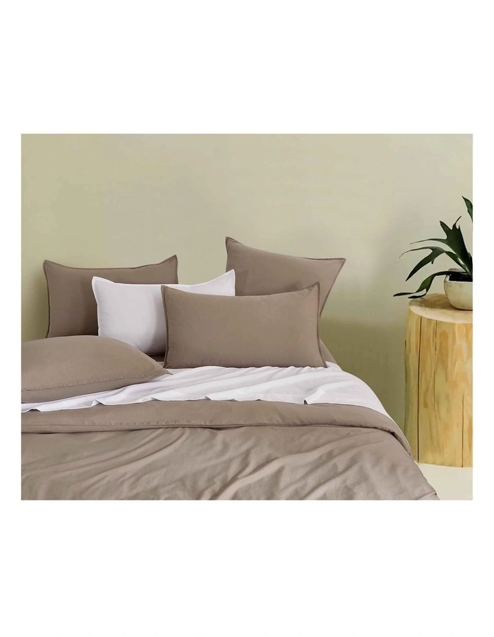 CleverPolly Vintage Washed Microfibre Standard Pillowcases in Truffle 2 Pack image 2