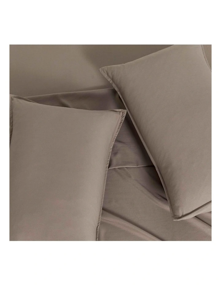 CleverPolly Vintage Washed Microfibre Standard Pillowcases in Truffle 2 Pack image 3