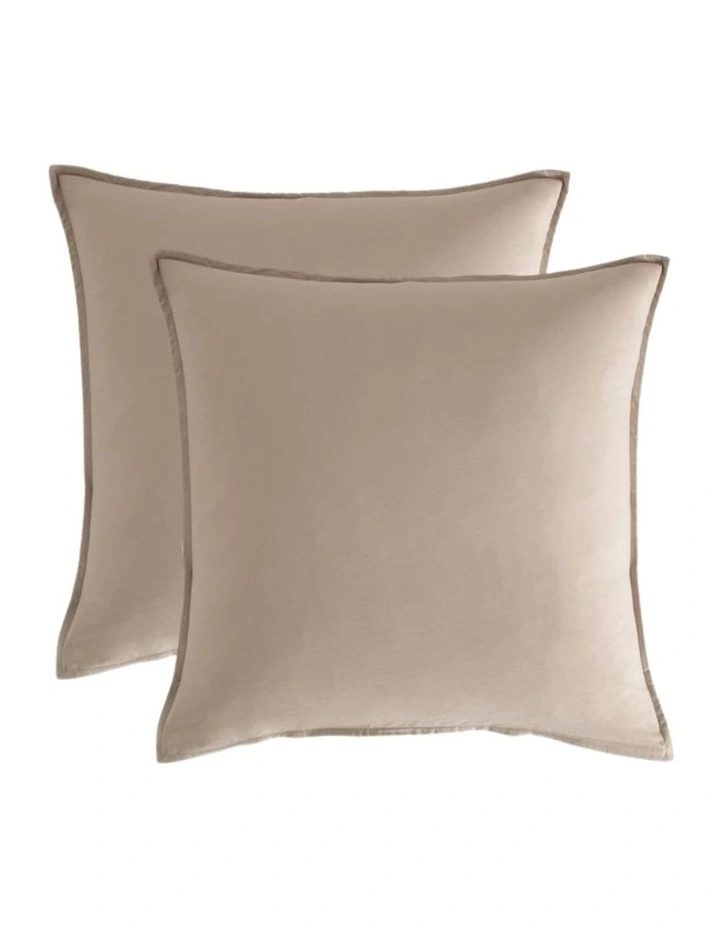 CleverPolly Vintage Washed Microfibre European Pillowcases in Linen 2 Pack image 1