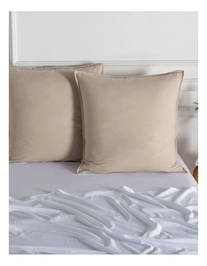 CleverPolly Vintage Washed Microfibre European Pillowcases in Linen 2 Pack image 2
