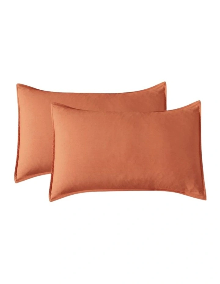 CleverPolly Vintage Washed Microfibre Standard Pillowcases in Terracotta 2 Pack image 1