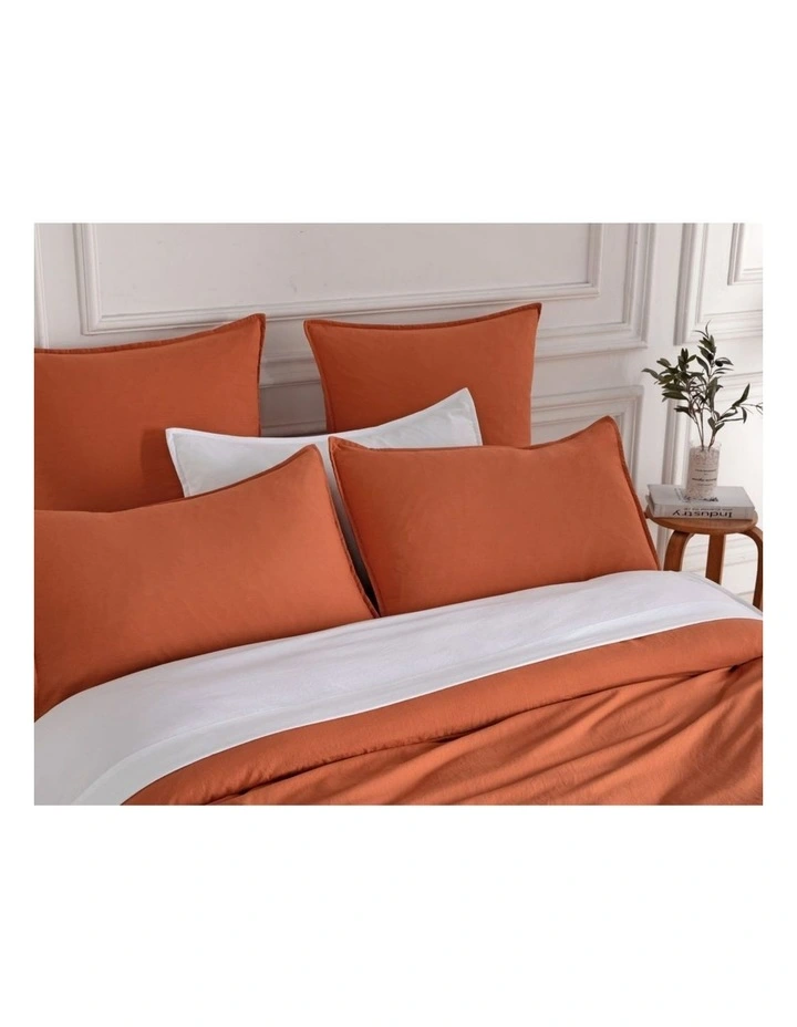 CleverPolly Vintage Washed Microfibre Standard Pillowcases in Terracotta 2 Pack image 2