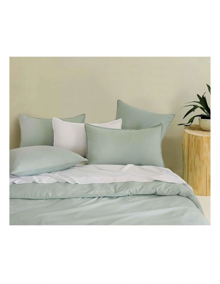 CleverPolly Vintage Washed Microfibre Standard Pillowcases in Sage Green 2 Pack image 2