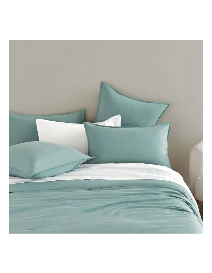 CleverPolly Vintage Washed Microfibre Standard Pillowcases in Seafoam 2 Pack image 2
