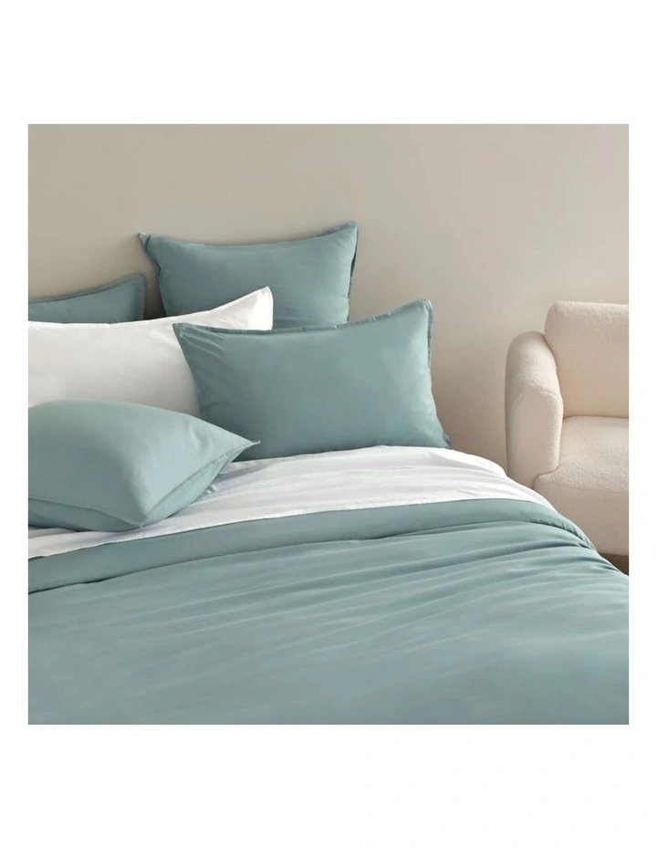 CleverPolly Vintage Washed Microfibre Standard Pillowcases in Seafoam 2 Pack image 3