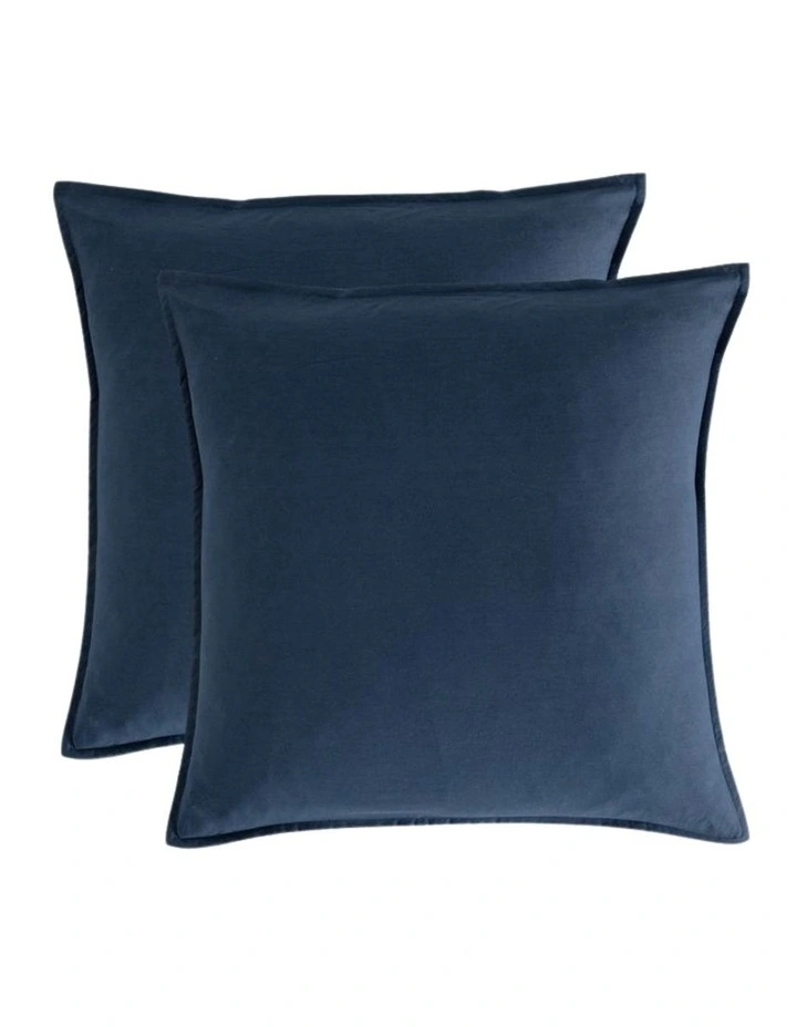 CleverPolly Vintage Washed Microfibre European Pillowcases in Navy 2 Pack image 1